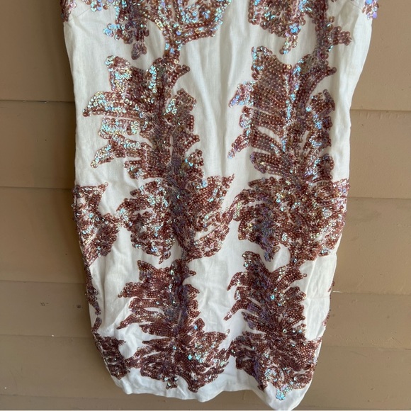 J. Crew Cream Linen/Cotton Dress with Iridescent Sequins. Size 2 - Picture 6 of 8